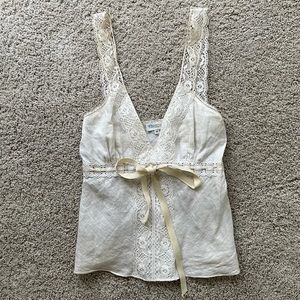 miguelina lace white and cream top